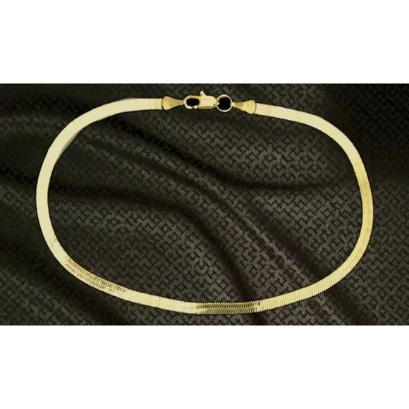 14kt Italy stamped gold Bonded herringbone anklet (Not Solid Gold) - Picture 1 of 2
